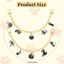 2 stücke 2 arten legierung emaille schwarz katze charme aluminium tasche dekorative ketten&nbsp;HJEW-CJ00094