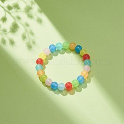 Bracelet extensible en perles rondes en acrylique imitation jade pour enfants&nbsp;BJEW-JB08721-02