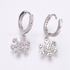 Orecchini a cerchio in ottone zirconi con micro pavé di ottone&nbsp;EJEW-F172-F03-P