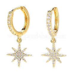 Серьги-кольца Huggie из латуни с прозрачным фианитом и прозрачным фианитом&nbsp;EJEW-JE04380-01