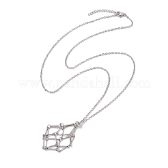3 collier pendentif cage en pierre de cristal en acier inoxydable 201&nbsp;NJEW-JN04749