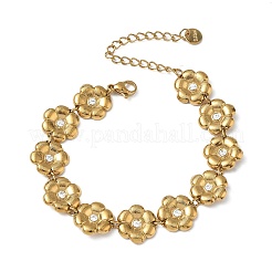 304 Edelstahl Micro Pave Zirkonia Gliederarmbänder für Damen&nbsp;SA-CBA4051-04G