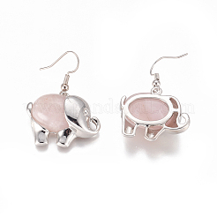 Naturali Quarzo Rosa ciondola&nbsp;EJEW-K080-B05