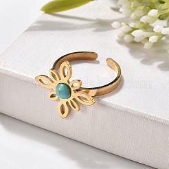 Los anillos de dedo de color turquesa sintética&nbsp;RJEW-I110-02G-02