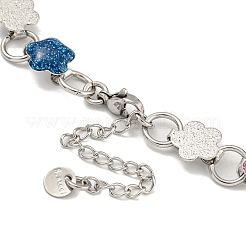 304 Edelstahl Emaille Blumen Gliederkette Halsketten mit Glitzerpulver&nbsp;NJEW-S431-05P-01