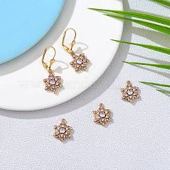 6 pezzo fiore trasparente cubic zirconia pendente di fascino in ottone fascino del fiore pendente placcato di lunga durata per gioielli collana braccialetto orecchino fare artigianato&nbsp;JX400A