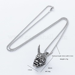 Halskette mit Anhänger in Box-Kette aus japanischer Noh-Maske im Punk-Stil aus Edelstahl 304 für Herren&nbsp;LS-MI4934