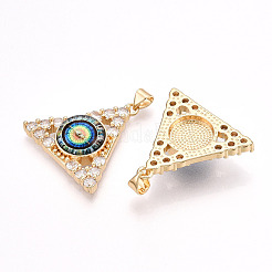 Латунные подвески с микропаве из прозрачных кубических цирконий для женщин&nbsp;KK-T070-90A-04