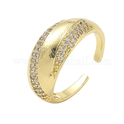 Messing Micro Pave Zirkonia Manschette offene Ringe&nbsp;RJEW-C163-01G