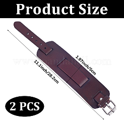 Bracelets en cuir large style punk rock vintage pour unisexe&nbsp;BJEW-WH20007-07B