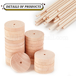 30 jeu de roues et de bâtons en bois de cerisier chinois non finis&nbsp;DIY-OC0010-68A