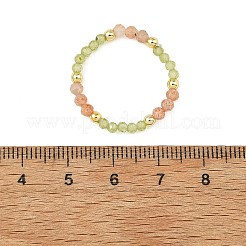 Anelli elasticizzati regolabili da donna con peridoto naturale&nbsp;RJEW-JR01093-02