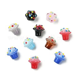 16 шт. 8-х цветные эмалевые бусины ручной работы в технике лэмпворк с выпуклыми краями&nbsp;LAMP-CJ0002-72