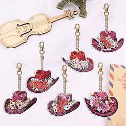 Kit de peinture diamant avec pendentif de décoration de chapeau de fleur&nbsp;PW-WG43605-01