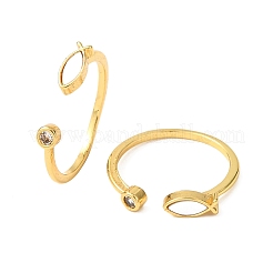 Anelli per polsini da donna in ottone con micro pavé di zirconi cubici&nbsp;RJEW-K309-39D-G