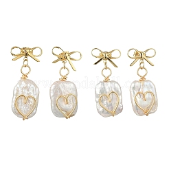 Ohrstecker aus Messing und natürlicher Barockperle (Keshi-Perle)&nbsp;EJEW-JE07097