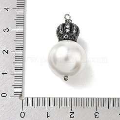 Anhänger aus Messing mit Mikropavé-Fassung aus klaren Zirkonia und cremeweißen Imitationsperlen&nbsp;KK-A300-13B-B