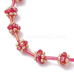 2 braccialetti di perline di vetro di 2 colori per donna&nbsp;BJEW-MZ00216