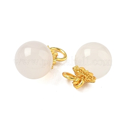 Круглые подвески из натурального белого халцедона&nbsp;G-P577-04G