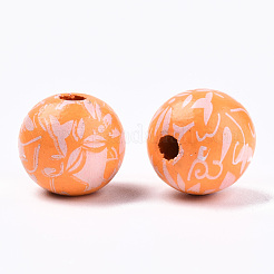 Perles en bois naturel imprimées&nbsp;WOOD-R270-11G