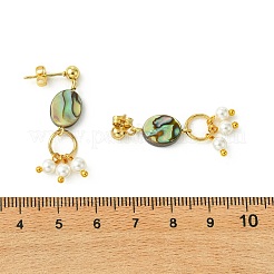 Boucles d'oreilles pendantes en nacre d'ormeau et perles de nacre&nbsp;EJEW-JE07327-01