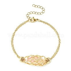 Ионное покрытие (ip) 304 нержавеющая сталь макраме мешочек пустой держатель камней для изготовления браслетов&nbsp;BJEW-JB09559