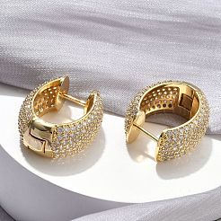 Messing Micro Pave klare Zirkonia Creolen&nbsp;EJEW-C182-07C-G