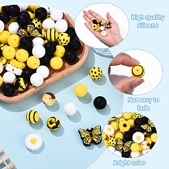 10 стиль круглые и ромашки и бабочки силиконовые бусины&nbsp;SIL-YW0001-88