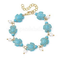 2 Stück Armband mit runden Muschelperlen und Anhängern in 2 Farben zum Thema Ozean&nbsp;BJEW-JB14132