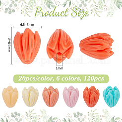 120 шт. 6-х цветные синтетические коралловые бусины&nbsp;CORA-PH0001-01