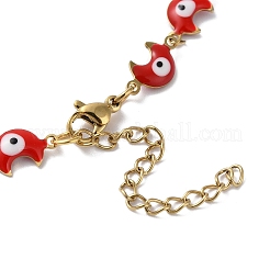 Collana a catena a maglie smaltate con luna e malocchio&nbsp;NJEW-G117-02G