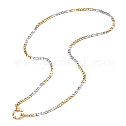 Двухцветные кубинские звенья из нержавеющей стали 304 толщиной 4 мм с застежками-пружинками&nbsp;NJEW-JN05707