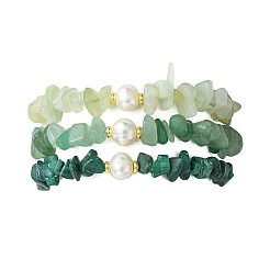 Ensemble de 3 bracelet extensible en perles de culture d'eau douce et en pierres naturelles mélangées (3 styles différents) pour femme.&nbsp;BJEW-JB13762-02