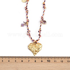 Подвеска в форме сердца из текстурированной нержавеющей стали 304 на хлопковом шнуре с регулируемой длиной ожерелья&nbsp;NJEW-C093-01G