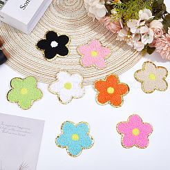 16 Stück 8 Farben Handtuch Stickerei Stil Stoff zum Aufbügeln/Aufnähen Patches&nbsp;DIY-HY0002-51