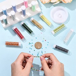 Kit fai da te per realizzare braccialetti con perline di vetro rotonde da 120 g e 15 colori&nbsp;SEED-YW0003-14