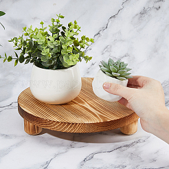 Soucoupe à plantes ronde en bois&nbsp;AJEW-WH0473-07A
