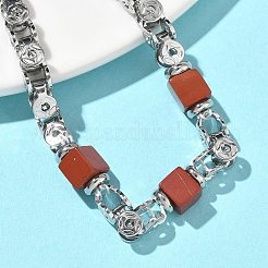 Браслеты-цепочки из натуральной красной яшмы для женщин&nbsp;BJEW-Z148-06P-01