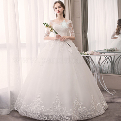 Цветочные многослойные аппликации из полиэстера и вышивки блестками&nbsp;PATC-WH0010-35