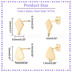 64 шт. 4 фурнитуры для сережек-гвоздиков из нержавеющей стали sryle 201&nbsp;STAS-DC0011-34