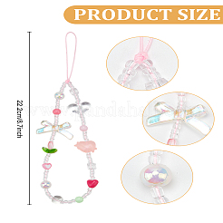 1шт пластиковый цветок бант сердце мобильный ремешок&nbsp;HJEW-LP0002-29