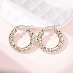 Двухцветные серьги-кольца из нержавеющей стали 304&nbsp;EJEW-B150-01D