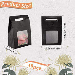 Складные бумажные подарочные пакеты с дырявой ручкой и пластиковым видимым окошком&nbsp;ABAG-WH0038-52B-03