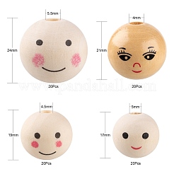 80шт 4 стиля из натурального дерева европейские бусины&nbsp;WOOD-LS0001-37