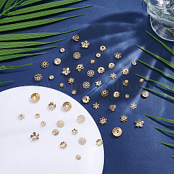 90 pièce de capuchons de perles en laiton de 15 styles&nbsp;KK-PH0012-19B