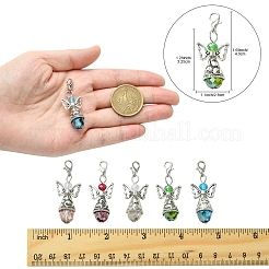 20 шт. 5-х цветные стеклянные акриловые подвески в виде ангела&nbsp;HJEW-FS00016