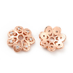 Tappi di perline in zirconia cubica trasparente micro pavé in ottone&nbsp;KK-G425-05B