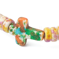 Braccialetti elastici con perline turchesi sintetiche verniciate a spruzzo per uomo e donna&nbsp;BJEW-JB12240-02
