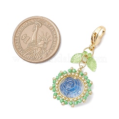 Подвесные украшения из розового стекла и стеклянных семян&nbsp;HJEW-MZ00336-02