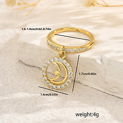 Латунные кольца-подвески с микропаве из кубического циркония для женщин&nbsp;OA1254-3